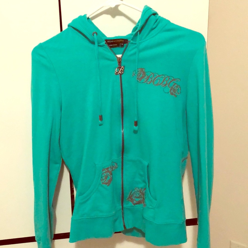 BCBG MAXAZRIA TURQUOISE BEJEWELED JACKET